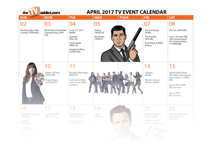 VEEP! AMERICAN GODS! GIRLBOSS! Print and Download your April TV 2017